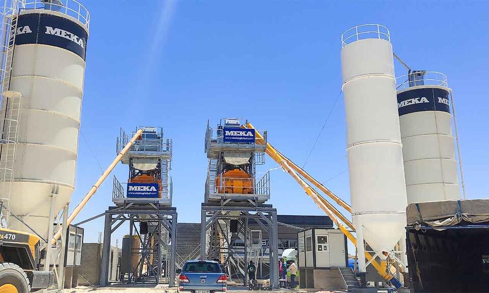 Planta de hormigón estacionaria MEKA K135 en el sitio de Rabwat Ammon en Jordania