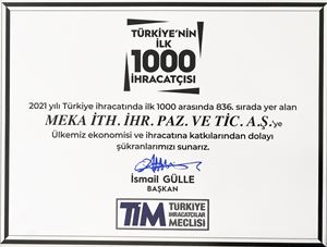 TÜRKİYE'NİN İLK 1000 İHRACATÇISI ARASINDAYIZ!